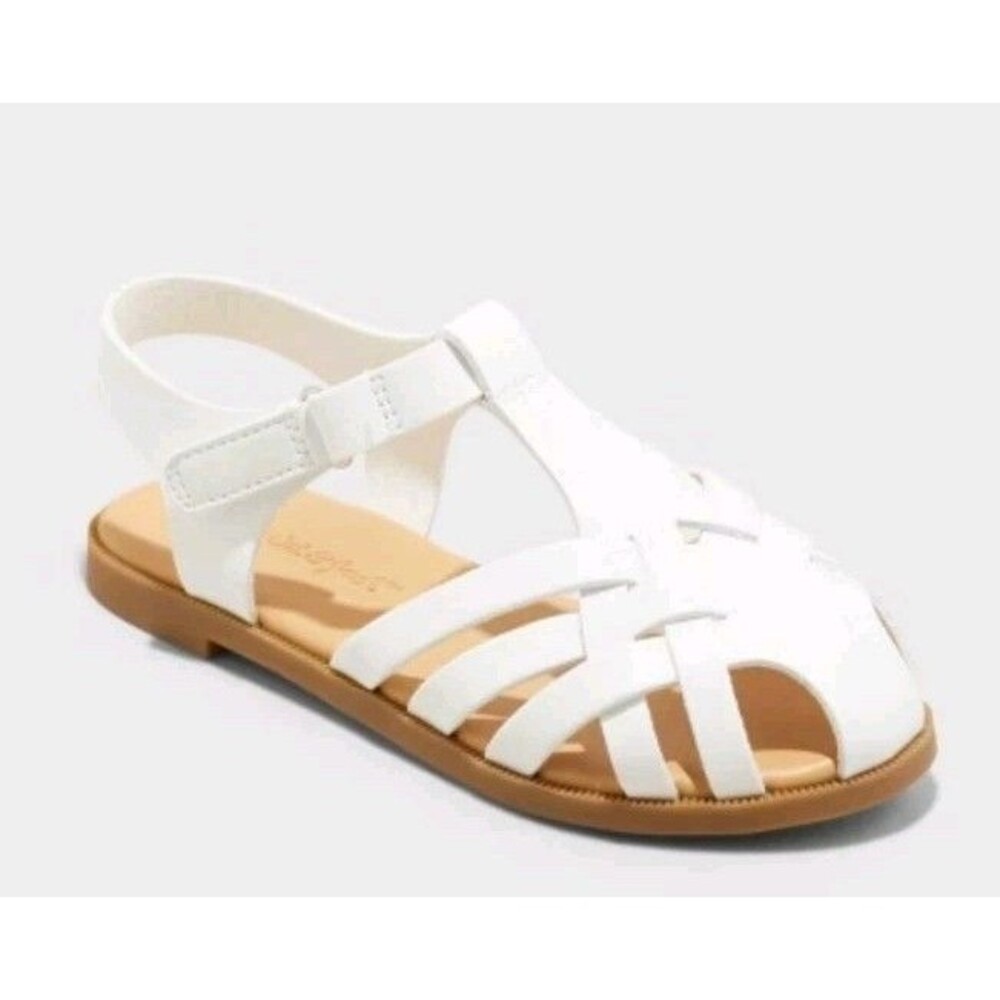 Cat & Jack Ella Toddler Girls'  Fisherman Ankle Strap Sandals White New Size 5